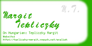 margit tepliczky business card